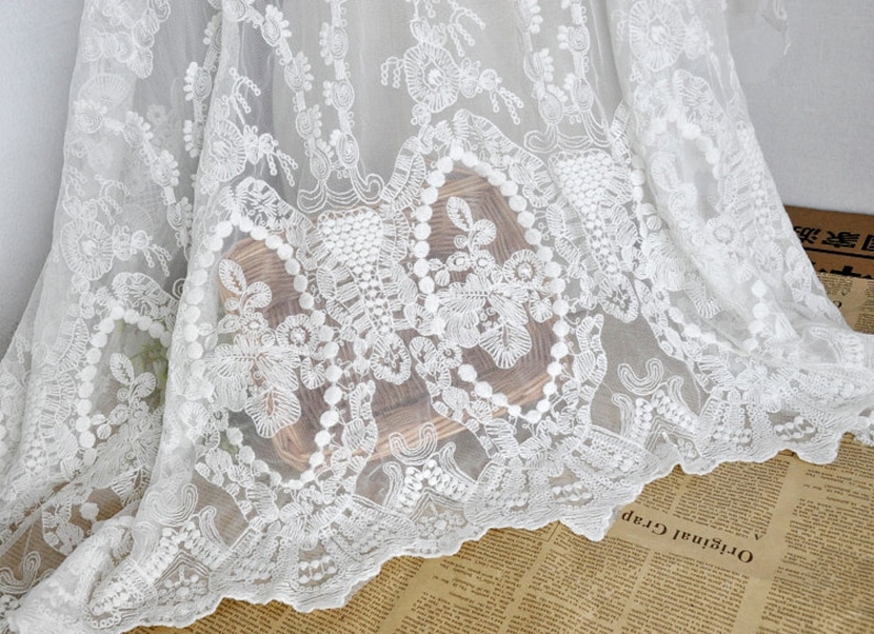 45-86 0.5 meter Width 51.18 inches Ivory lace fabric,embroidered lace,Cotton floral lace trim,3D lace fabric,trim lace for DIY dress,130CM