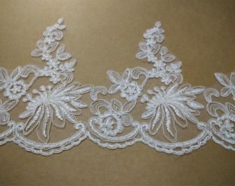Width 8.07 inches Ivory wedding lace trim,flowers embroidered lace,floral lace trim,lace for DIY dress(59-11)