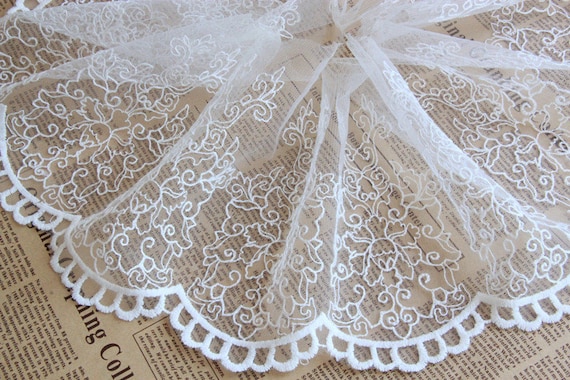 Width 49.21 inches wedding lace fabric,flowers embroidered lace,floral lace trim,scalloped trim lace for DIY dress,125CM 1-168