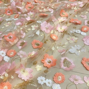2 meters width 51.18'' multicolor 3D sequined flower lace fabric,Embroidered lace fabric,cheongsam lace fabric(263-82)