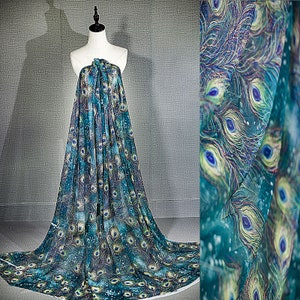 0,5 Meter Breite 62,99 Zoll Spitzenstoff, bunte Spitze, Spitzenstoff für chinesisches Hanfu, Pfauenfeder Spitzenstoff, Spitze für DIY Kleid (222-30)