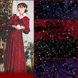 50x145 cm  star velvet fabric,Multi-color iron-on star  fabric,for DIY dress (45-317)