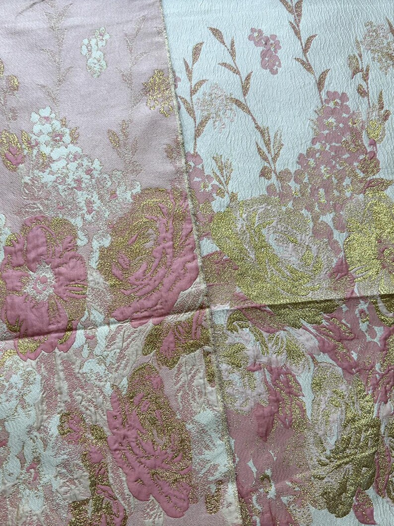 1 meter lyxigt broderat blommigt tyg av hög kvalitet, brokadmaterial för klädsömnad, elegant guldtrådstextil för klänningar och högtidskläder bild 6