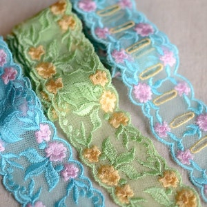 1 yards Width 1.57 inches lace trim,flowers embroidered lace,floral lace trim for bridal veil,lace for DIY dress(69-156)
