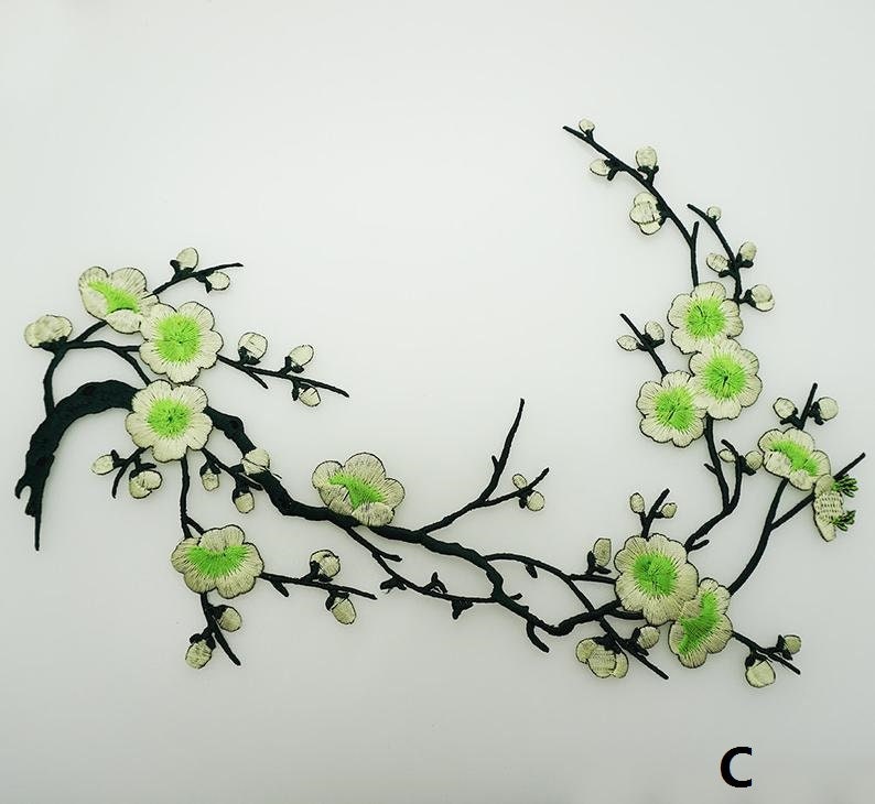 Iron-on Plum Blossom Embroidered Appliques,Adhesive Embroidered Flowers,Patches For Dress Supplies83-13 image 4