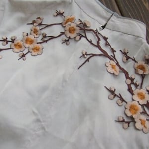 Iron-on Plum Blossom Embroidered Appliques,Adhesive Embroidered Flowers,Patches For Dress Supplies83-13 image 2