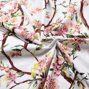 0.5 meters width 55.12'' silk Fabric,Peach blossom Cotton Fabric-0.5 meter,flower fabric for Dress DIY(163-41)