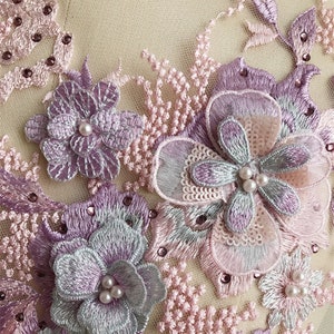 Floral Embroidered Lace Appliques With Sequins ,embroidered Flowers ...