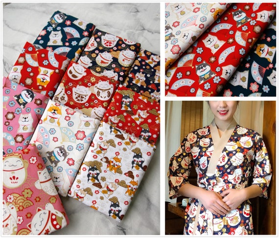 0.5 meter width 55.12'' Lucky Cat Cotton Fabric,10 styles Shiba Inu Fabric,dog gilding fabric for child,Japanese traditional fabric(234-13)