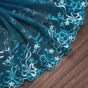 Width 8.66 inches floral tulle lace trim, flower embroidered lace,floral lace trim for bridal veil,lace for DIY dress(181-14)