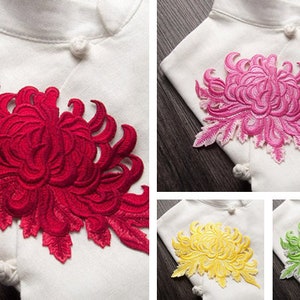 Embroidered Chrysanthemum Appliques,Embroidered Flowers,Sew-on Patches For Dress Supplies,For Dress DIY (161-8)