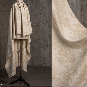 0.5 meter width 150cm beige cotton linen fabric, flower Jacquard fashion fabric,brocade fabric(271-53)