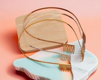 Serre-tête réglable en fer pour cheveux, 4 mm de large, base de bricolage dorée et argentée, diamètre de 120 mm avec peignes latéraux de 23 x 25 mm pour la fabrication artisanale