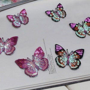 1 Pair Embroidered Appliques,Adhesive Embroidered butterfly,BeadednPatches For Dress Supplies,Hair butterfly for Headpiece44-23 image 1