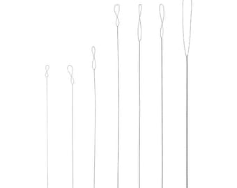 2 pcs Ultra Thin Big Eye Twisted Beading Needle Set for Jewelry Making DIY Bead Stringing Wire Threader Tool in 7 Sizes 0.15mm to 0.7mm