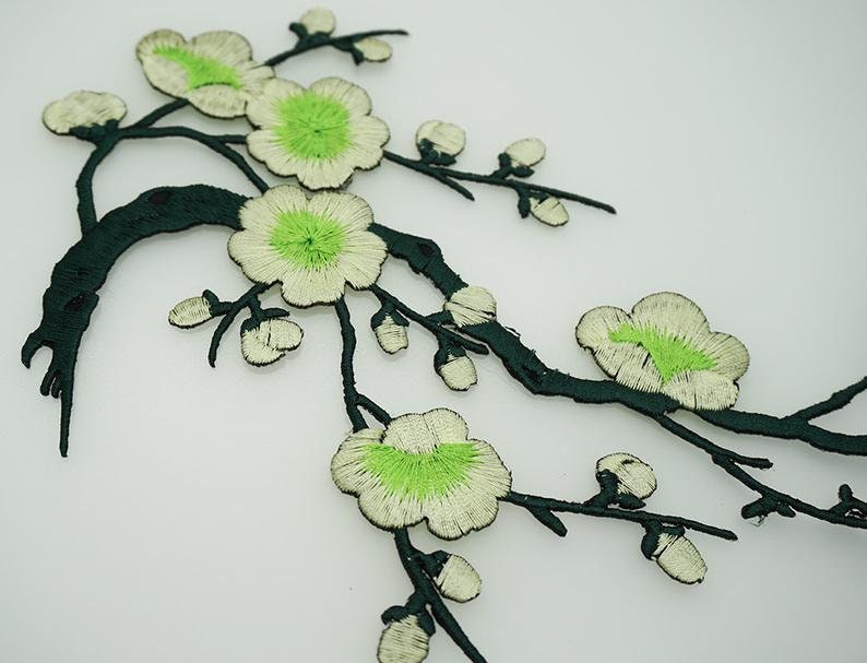 Iron-on Plum Blossom Embroidered Appliques,Adhesive Embroidered Flowers,Patches For Dress Supplies83-13 image 10