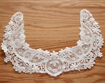 Venice cotton lace Collar Appliques,ivory Floral Emboridered Collar 1 pcs(1-340)