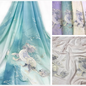 1 yard Width 59.05'' chiffon Lolita lace fabric,Embroidery Dragon lace fabric,Gradual change fabric,for DIY dress,for Chinese Hanfu(223-8)
