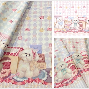 width 145cm lovely dog fabric,3 colors Bichon frise Lolita fabric,for DIY Ruskirt,for kawaii Dress,for dolling making(237-5)