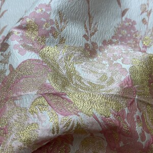 1 meter lyxigt broderat blommigt tyg av hög kvalitet, brokadmaterial för klädsömnad, elegant guldtrådstextil för klänningar och högtidskläder bild 3