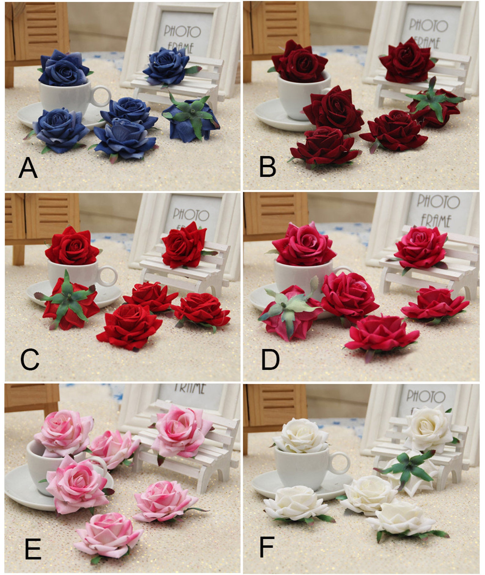 10 Pcs Rose Heads Artificial Silk Flowers,2.36",hair Accessories Flower ...