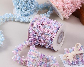 1.5cm Tweed Fringe Lace Ribbon with Gold Thread for DIY Clothing Shoes Bags Hair Bows Gift Wrapping Craft Sewing Decoration