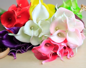 10 Pieces Real Touch Calla Lily Bouquet,9 colors Faux Flowers for Wedding Centerpieces Supplies,Arrangement Decorations Supplies(131-54)