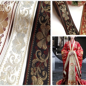 1 metro di pizzo ricamato, nastro per abito fai da te, per Hanfu cinese, cheongsam, pizzo tradizionale cinese, abito lungo (244-2)