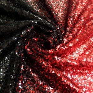 length 0.5 meters , Width 55.11&#39;&#39; Red and black gradient sequins fabric,fabric for DIY dress,children fabric(247-174)