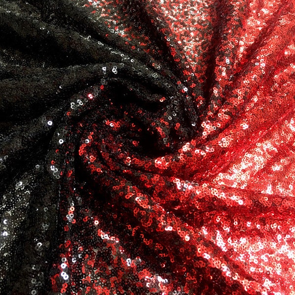 longueur 0,5 mètres, largeur 55,11'' Tissu à paillettes dégradées rouges et noires, tissu pour robe DIY, tissu pour enfants (247-174)