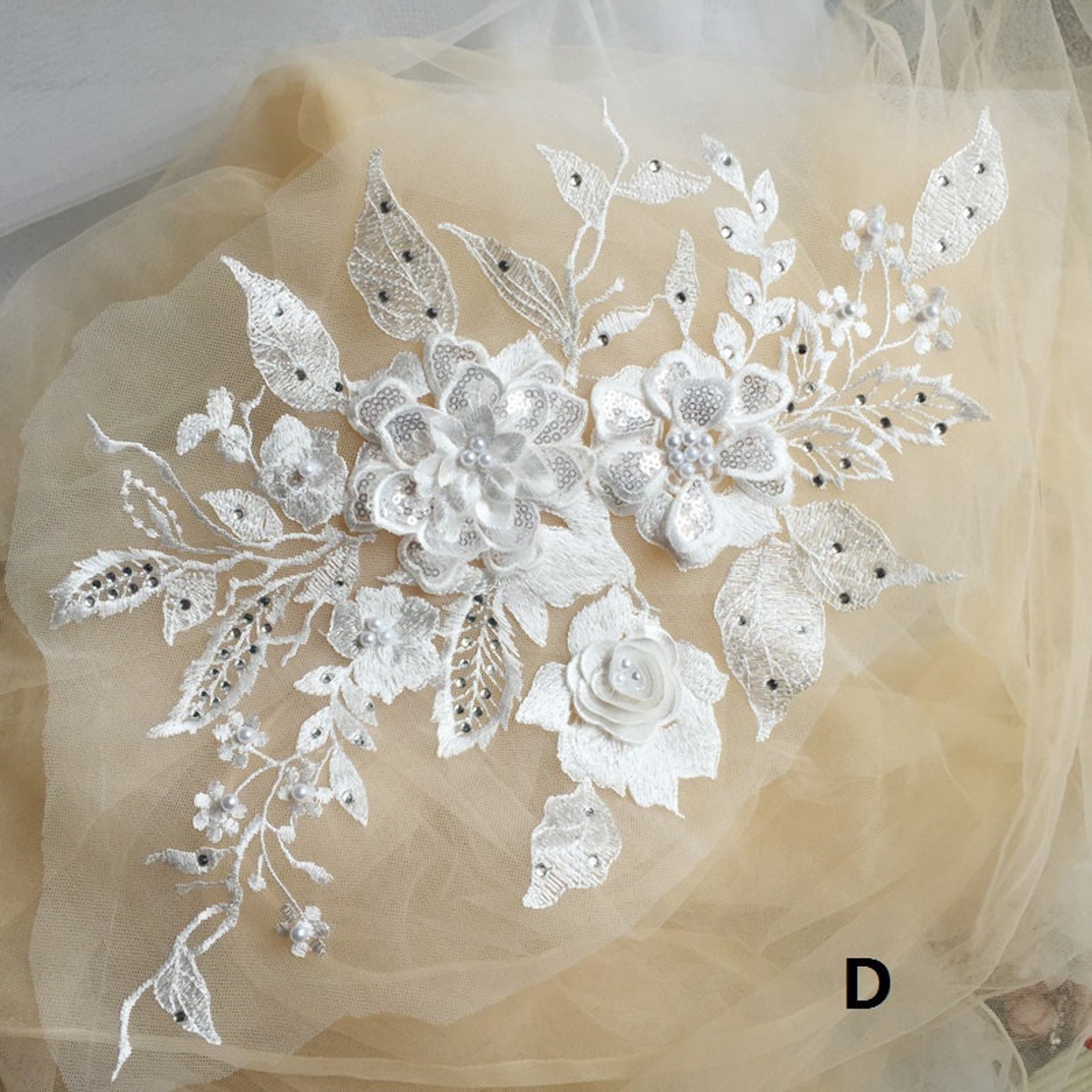 Beauty floral Embroidered Appliques with rhinestone4 colors Etsy