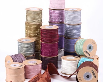 Rollo de cinta de organza arrugada brillante de 5 cm de ancho para hacer lazos para el pelo, envolver regalos, sombreros, ramos de flores y decoración artesanal.