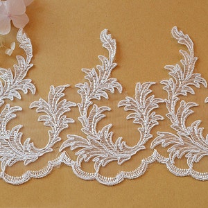 Width 5.7 inches ivory lace trim,flowers embroidered lace,floral lace trim for bridal veil,lace for DIY dress(120-64)