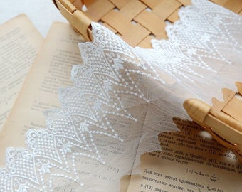 Width 4.33 inches ivory lace trim,flowers embroidered lace,floral lace trim for bridal veil,trim lace for DIY dress(220-14)