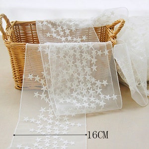 Width 6.29 inches ivory lace trim,flowers embroidered lace,floral lace trim for bridal veil,lace for DIY dress(95-116)