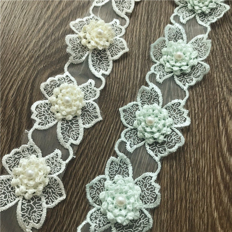 Width 1.77 inches Multi-color floral lace trim flowers | Etsy