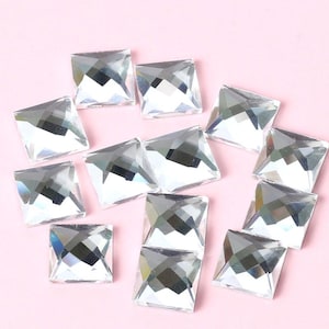 100 pcs Square Flatback Glass Rhinestones 3mm–14mm, 15 Colors Crystal Gems for DIY Jewelry, Nail Art, Crafts and Decorative Projects