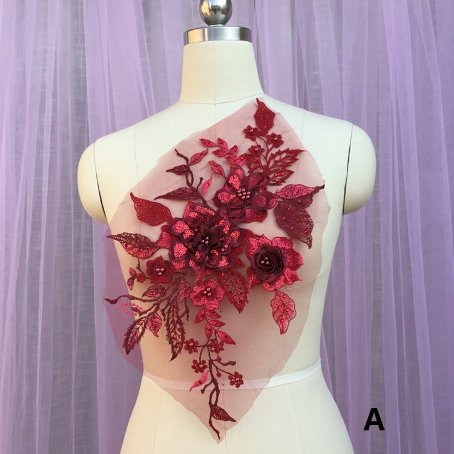 Beauty floral Embroidered Appliques with rhinestone4 colors Etsy