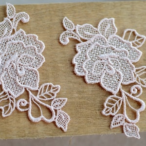 4 pieces Lace pink Appliques,Embroidered Flowers,Patches For Wedding Supplies,Bridal Hair Flower,Headpiece(69-55)