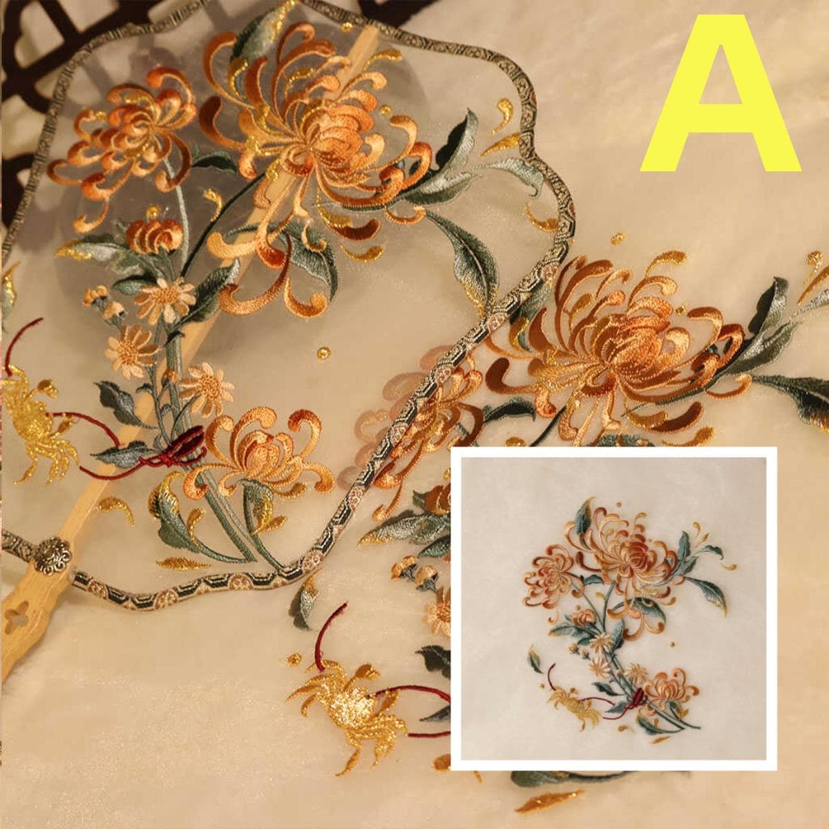 1 PCS Elegant Embroidered Appliqué Pieces for DIY Round Fans Handbags ...