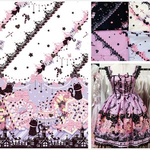 50x148cm lovely Halloween cat double edge fabric,6 colors Lolita fabric,for DIY Ruskirt,for kawaii Dress,for dolling making(238-61)
