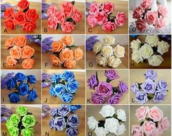 5 Bouquet Silk Bouquet Artificial Rose,30 blooms,For Bridal Bouquet Wedding Party,16 Colors,Decor Floral Supplies(122-14)