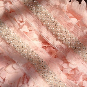 Width 1.49 inches lace trim,Beaded lace,pearl lace for DIY dress(48-31)