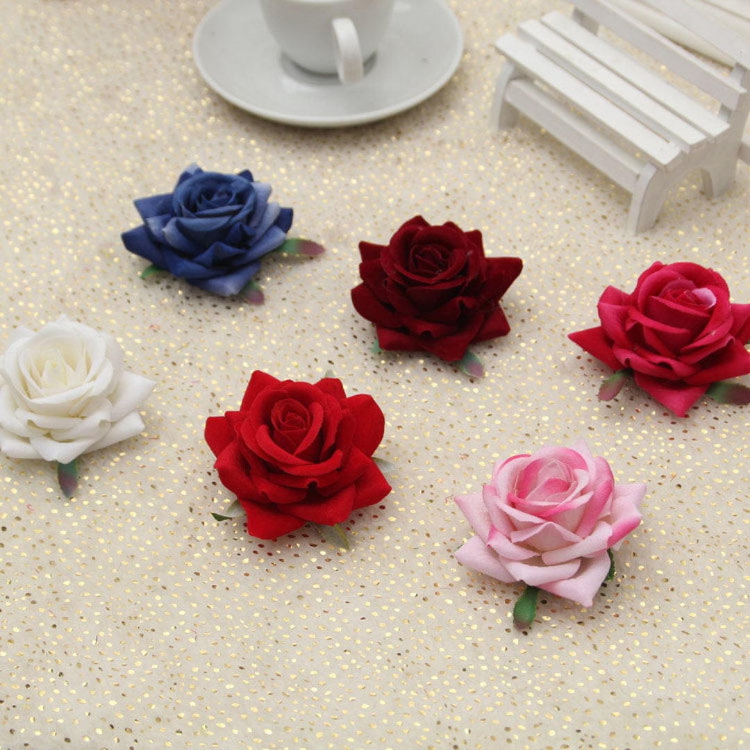 10 Pcs Rose Heads Artificial Silk Flowers,2.36",hair Accessories Flower ...
