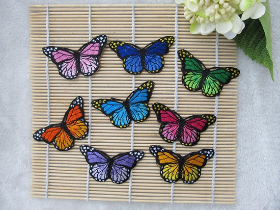 4 Pieces Embroidered Appliques,adhesive Embroidered Butterfly,iron-on  Patches for Dress Supplies,hair Butterfly,headpiece111-23 