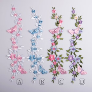1 pcs Iron-on Butterfly flowers Embroidered Appliques,Adhesive Embroidered Flowers,Patches For Dress Supplies(159-3)
