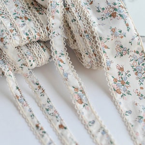 Beżowa bawełniana koronka z małymi kwiatowymi rzęsami, wstążka do sukienki DIY, do chińskiego Hanfu, cheongsam (52-229)