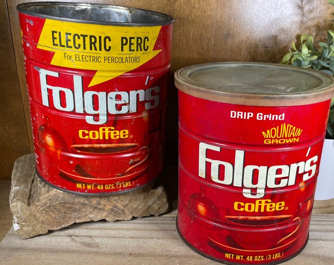 Vintage Folgers Coffee Tin Can, Extra Large 3lb Size Collectible Etsy