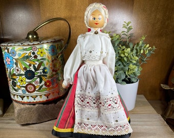 Vintage wooden doll country unknown possibly Russia Latvia Estonia or Poland great Christmas decor