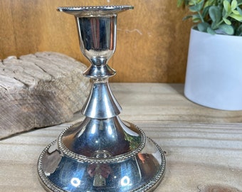 Vintage silver plate candle holder, possibly Godinger heavy with felt bottom Approx 5" H x 4" W